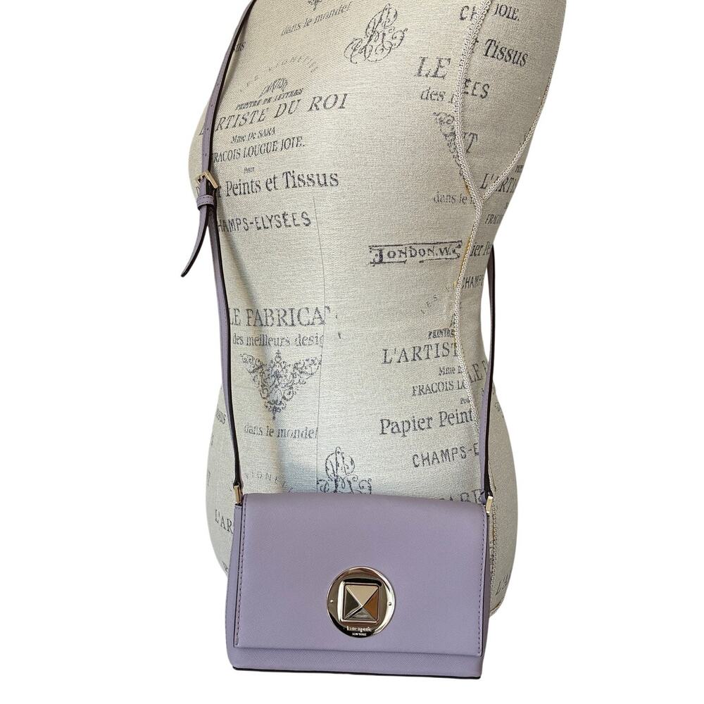 Kate Spade Sally Newbury Lane Light Purple Crossbody Leather Bag Turnlock Purse